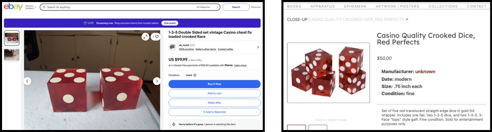 online listings for crooked dice